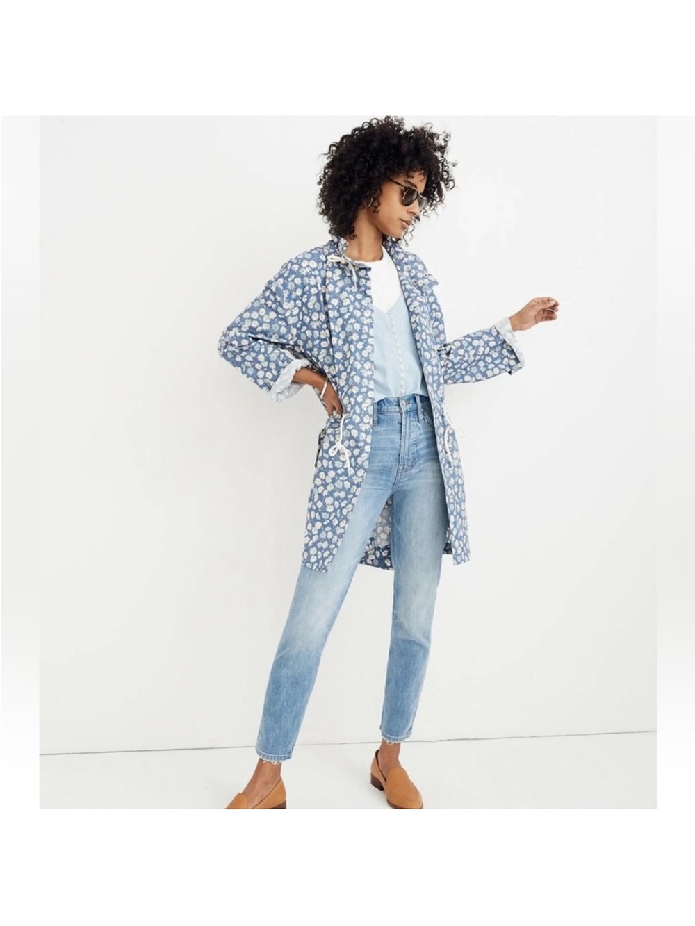 Madewell Blue Floral-Print Utility Anorak